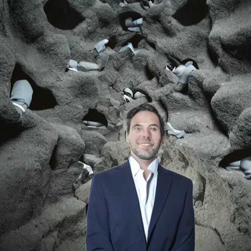 Image similar to rich businessman holding inside dark cave