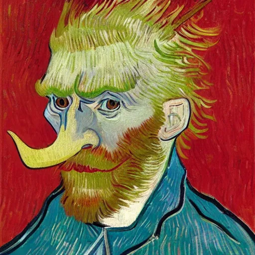 Image similar to person with a sword as its mouth, 4 k, 8 k, trending on artstation, award - winning art, illustrated by vincent van gogh