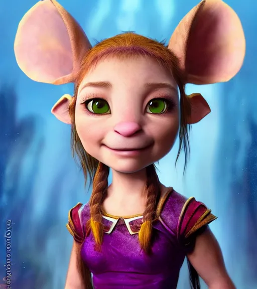 Prompt: an epic fantasy comic book style portrait painting of an extremely cute and adorable very beautiful cheesepunk jodelle ferland as a mouse halfling na'vi from avatar, by mark ryden and pixar and hayao miyazaki, unreal 5, daz, hyperrealistic, octane render, cosplay, rpg portrait, dynamic lighting, intricate detail, summer vibrancy, cinematic