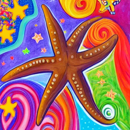 a painting of a giant brown starfish with the words c | Stable ...