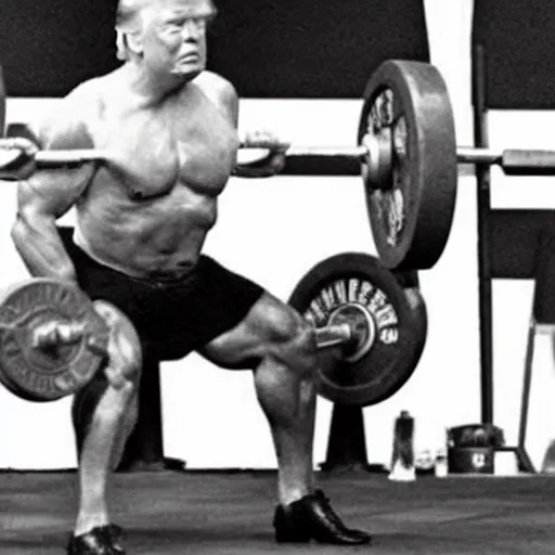 Image similar to donald trump as a bodybuilder lifting a barbell