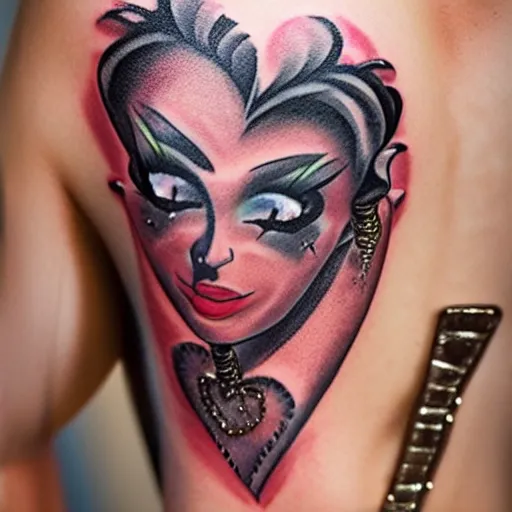 Prompt: drag queen the heart, tattoo