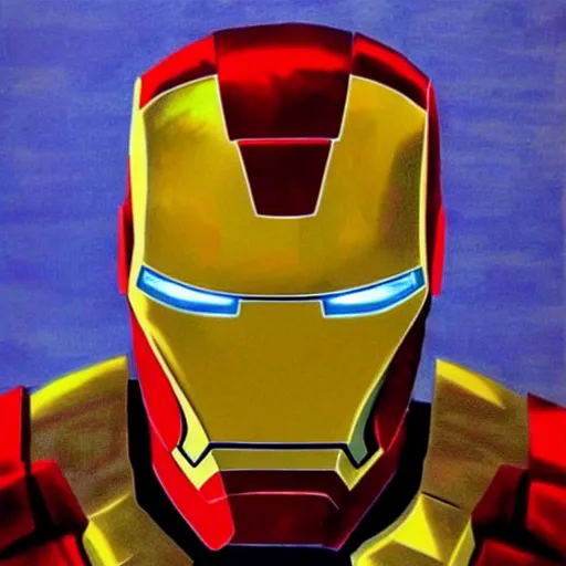 Image similar to iron man, art by bob ross