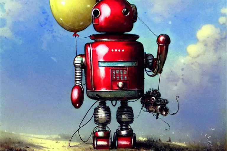 Prompt: adventurer ( ( ( ( ( 1 9 5 0 s retro future robot android mouse rv balloon robot. muted colors. ) ) ) ) ) by jean baptiste monge 9 9 9 9 9 9 9 9 9 9 9 9 9 9 9 chrome red