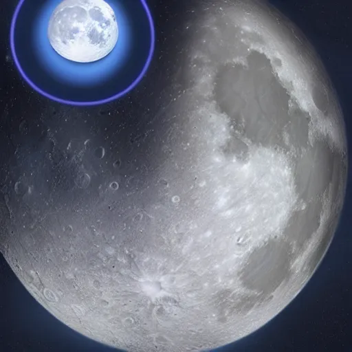 Prompt: futuristic spiritual mystic photo of the moon with mustache