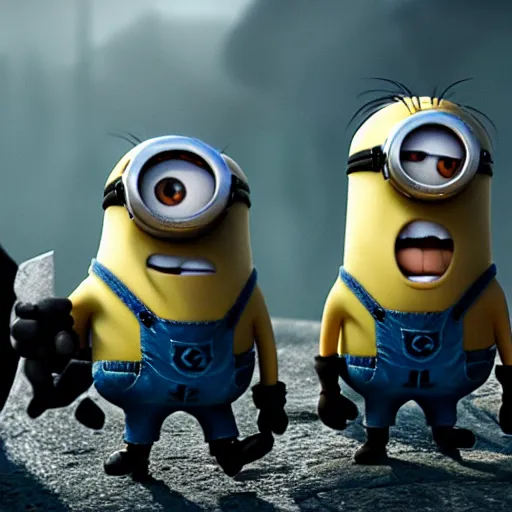 Prompt: minions as gods, cinematic, 4 k