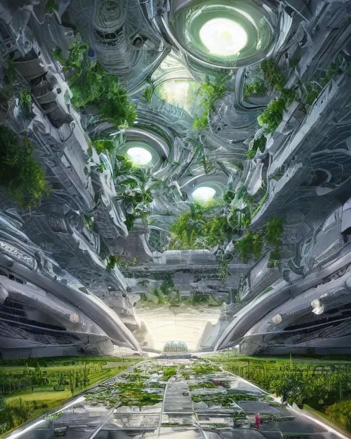 Prompt: beautiful girl!!!!, scifi, futuristic, bright light, highly detailed, concept art, green plants, research complex, school, white building, drones, solar panels, flowers, utopia, sharp focus, trending on artstation, intricate, atmosphere, sunny, art by roman makarenko, dzung phung dinh