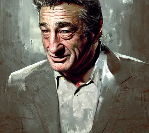 Prompt: a hyper-detailed painting of Robert DeNiro by Craig Mullins