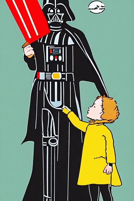 Prompt: an illustration of darth vader killing children in the style of goodnight moon by margaret wise brown