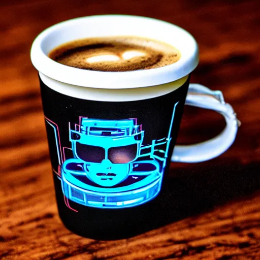 Prompt: cyberpunk coffee cup