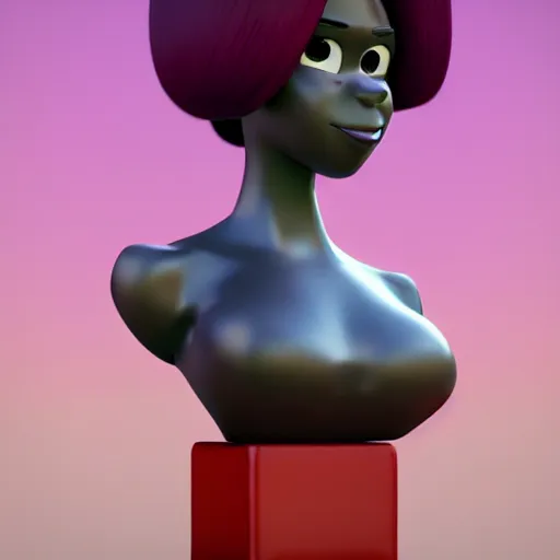 Prompt: Bust of Garnet from Steven Universe, Pixar, Simplistic, faithful, high resolution, cute, 3d render, Maya, Artstation, cartoon