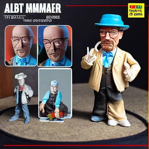 Prompt: albert hofmann cosplay walter white, stop motion vinyl action figure, plastic, toy, butcher billy style