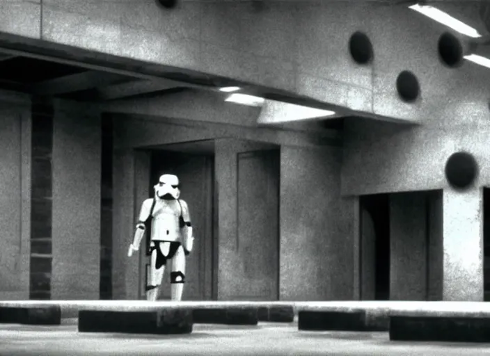 Prompt: a cctv film still of star wars