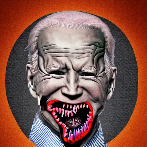 Image similar to bodyhorror portrait of biden who became an ugly retarded lovecraftian monstrosity, photo - realistic, color image, 2 k, highly detailed