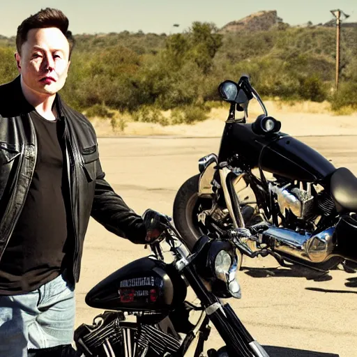 Image similar to Elon Musk in Sons of anarchy very detail4K quality super realistic