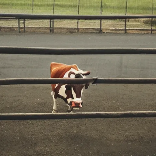 Image similar to cow running from a cage