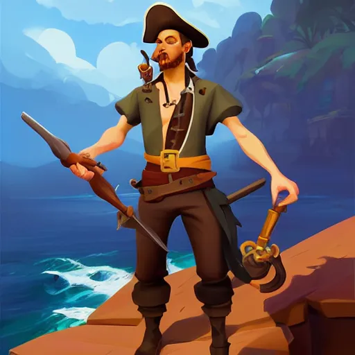 Image similar to painting jack the pirate on sea of thieves game avatar hero smooth face median photoshop filter cutout vector behance hd by jesper ejsing, by rhads, makoto shinkai and lois van baarle, ilya kuvshinov, rossdraws, illustration, art by ilya kuvshinov and gustav klimt