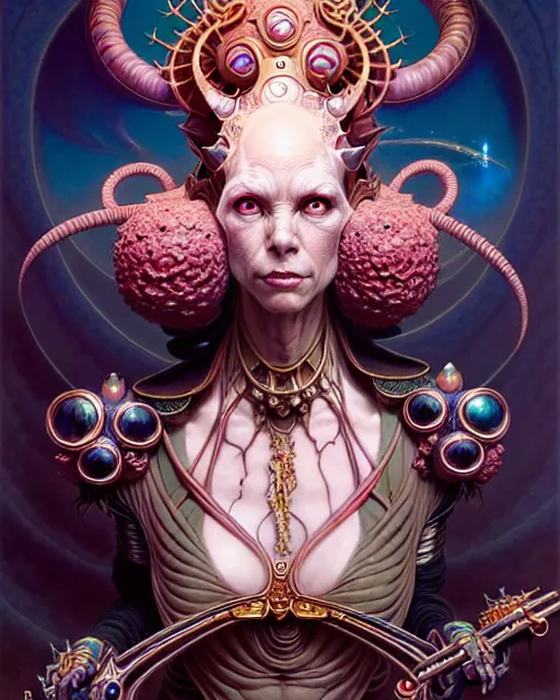 Prompt: the empress, fantasy character portrait made of fractals, ultra realistic, wide angle, intricate details, the fifth element artifacts, highly detailed by peter mohrbacher, hajime sorayama, wayne barlowe, boris vallejo, aaron horkey, gaston bussiere, craig mullins