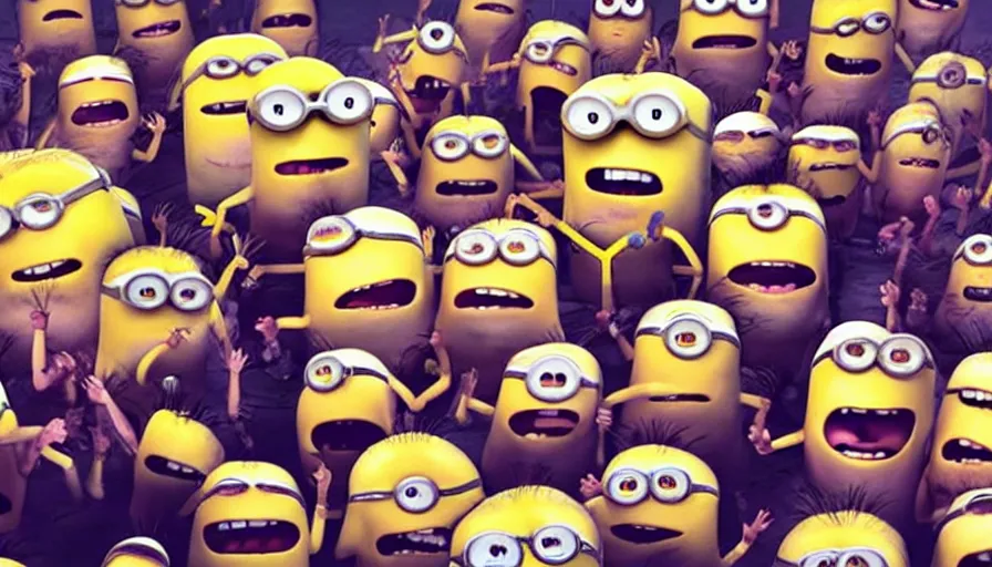 Image similar to fight club!!!!, fight club!!!! ((((the minions)))), movie still