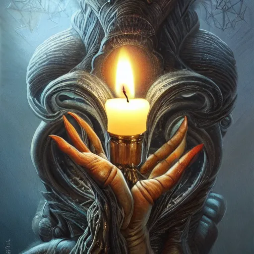 Image similar to low angle shot of a candle by clive barker, intricate, elegant, highly detailed, centered, digital painting, artstation, concept art, smooth, sharp focus, illustration, artgerm, Tomasz Alen Kopera, Peter Mohrbacher donato giancola, Joseph Christian Leyendecker, WLOP, Boris Vallejo.