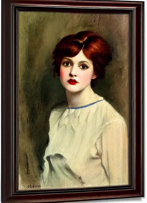 Image similar to a portrait of a pretty sewer punk young lady by abbott fuller graves