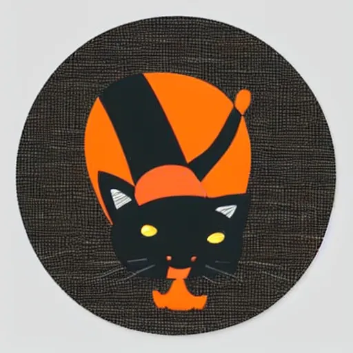 Prompt: Black and orange striped cat dancing sticker