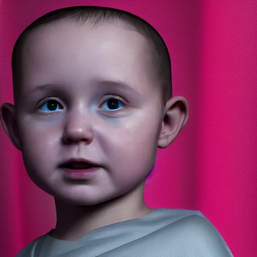 Image similar to portrait of a holy catholic baby, trending on art station, 4k UHD, 8k, painting illustration, realistic volumetric lighting, rendered in unreal engine, high detail, photorealistic