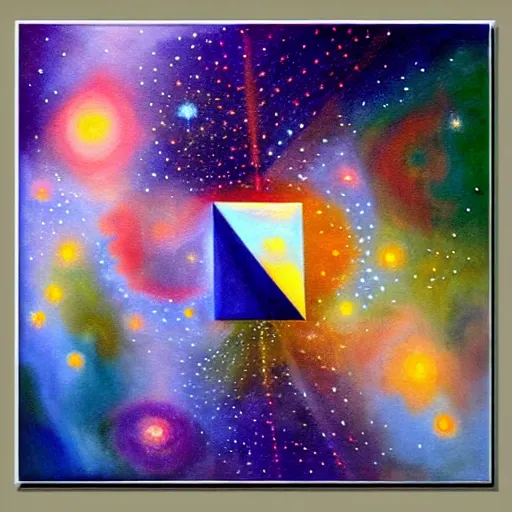 Image similar to geometry will draw the soul toward the truth and create the spirit of philosophy, galactic nebula, surrealist oil painting