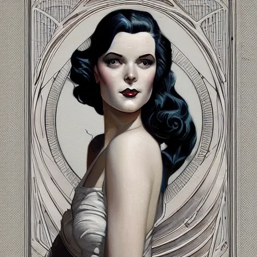 Image similar to a streamline moderne, ( art nouveau ), ( dieselpunk ) portrait in the style of charlie bowater, and in the style of donato giancola, and in the style of charles dulac. symmetry, smooth, sharp focus, intricate symmetrical ultrafine background detail.