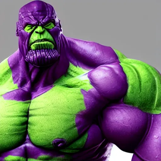 Image similar to combine thanos and hulk into one super hero