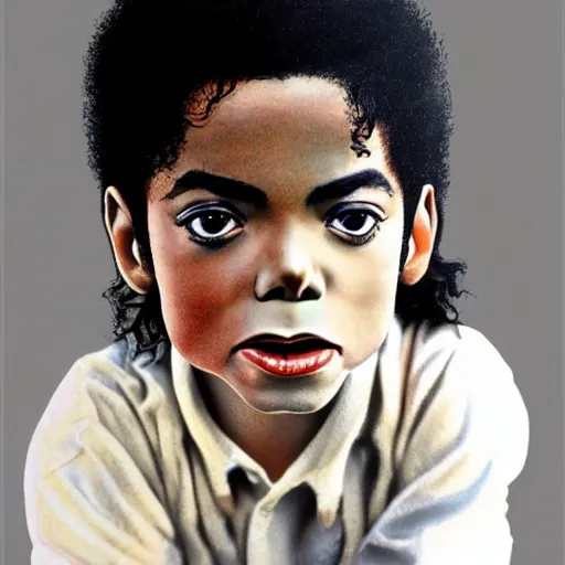 Prompt: photo of a young michael jackson in color in the style of martin schoeller