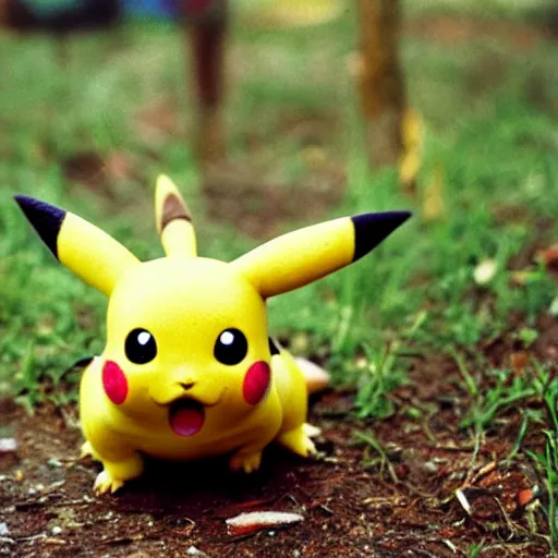 Image similar to The first pikachu found in nature, circa 1992, photograph