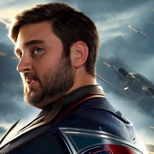 Prompt: Boogie2988 as Captain America, epic, movie still, photorealistic, cinematic, 8k,