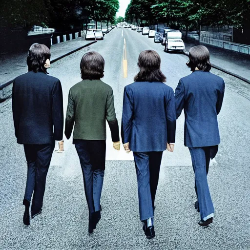 Prompt: the cover of the new the beatles album, album cover