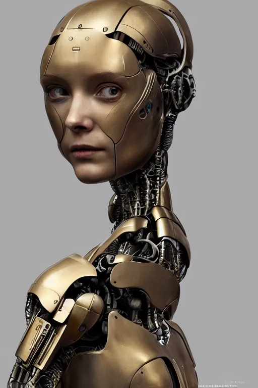 Image similar to portrait of a young female robot, intricate, dystopian toy, sci - fi, extremely detailed, biopunk suit, digital painting, sculpted in zbrush, artstation, concept art, smooth, sharp focus, illustration, chiaroscuro lighting, golden ratio, incredible art by stanley artgerm lau and greg rutkowski and alphonse mucha and simon stalenhag