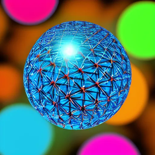 Image similar to sphere energy ball , ideal round of energy in pure space , vivid colors, sparks and patterns