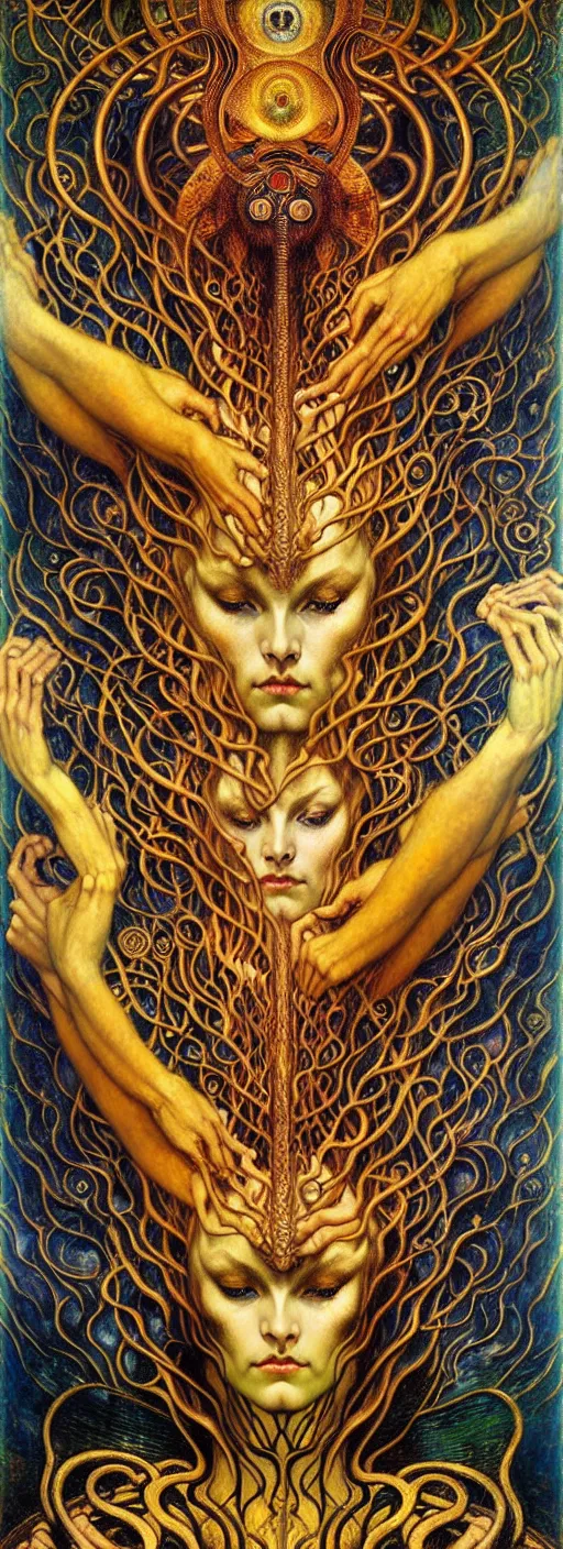 Image similar to Divine Chaos Engine by Karol Bak, Jean Delville, William Blake, Gustav Klimt, and Vincent Van Gogh, symbolist, visionary