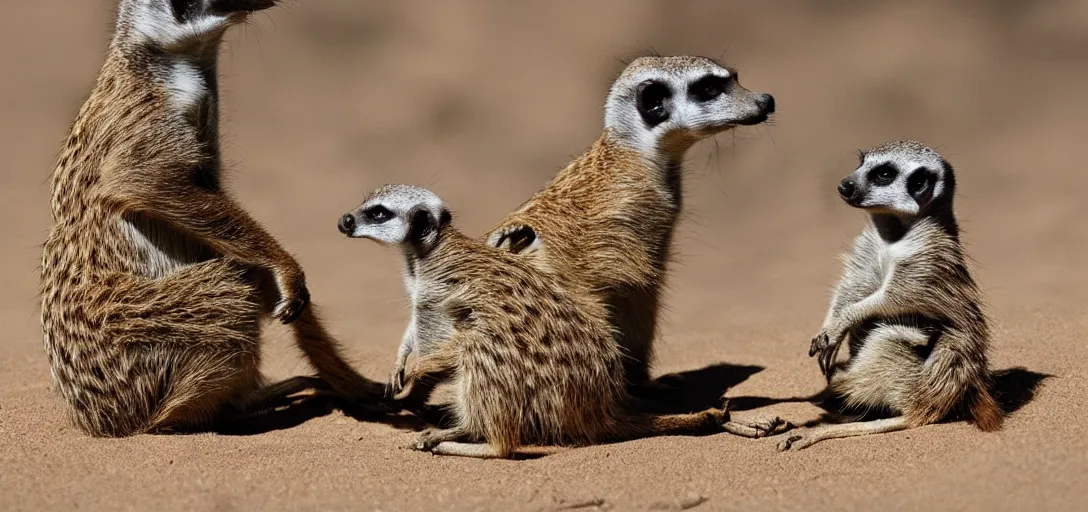 Image similar to meerkat, eating human, in cape town, artstation