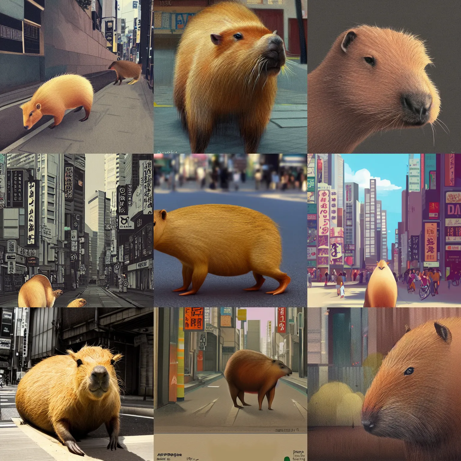 Prompt: A Capybara in Tokyo city by Denise Rashidi, trending on artstation