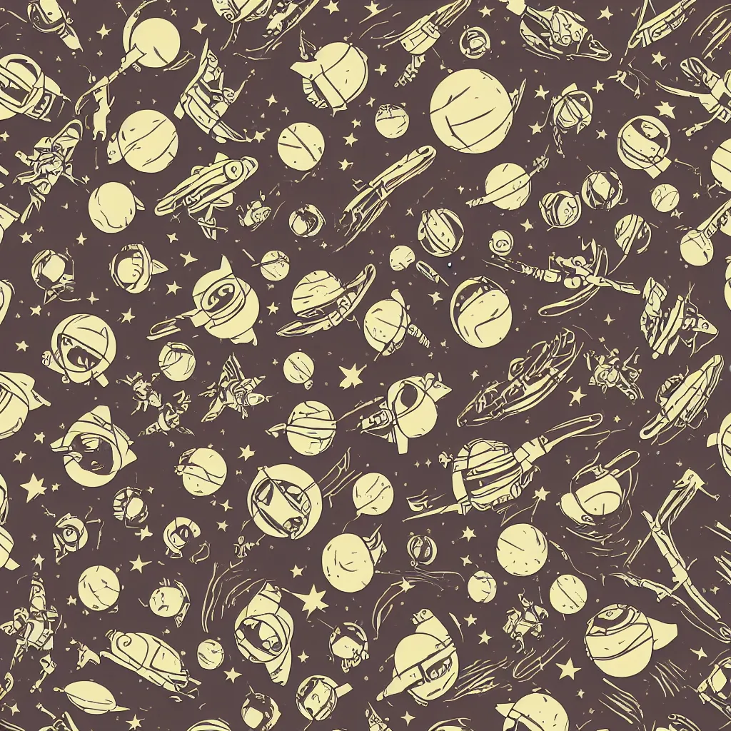 Prompt: cosmonaut retro pattern seamless texture