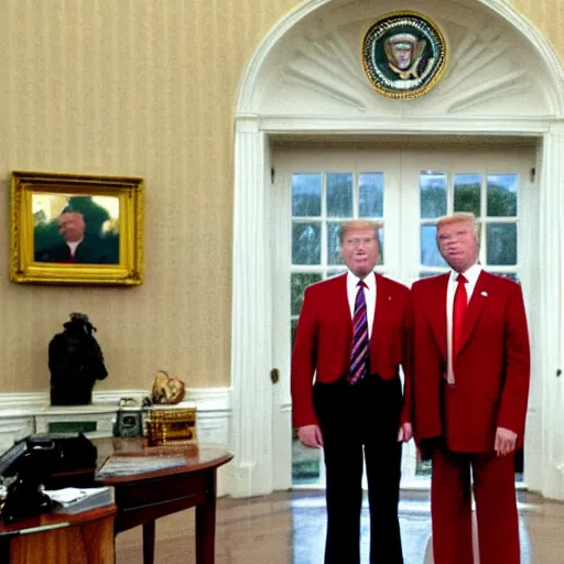 Image similar to forrest gump meeting donald trump in the white house