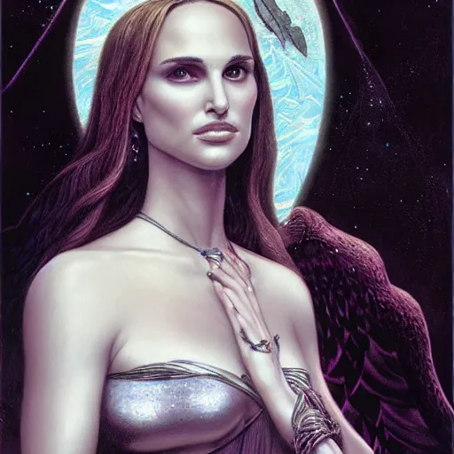 Image similar to portrait of natalie portman as a goddess, by gerald brom