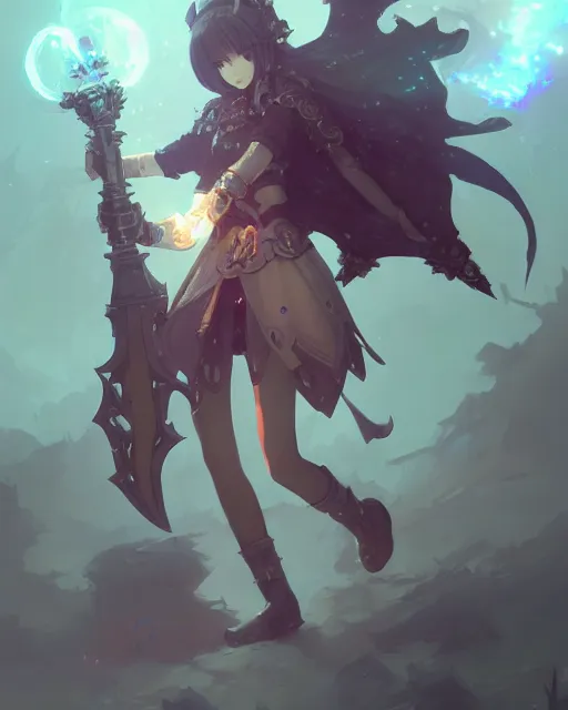 Prompt: cute necromancer, tales of erin, atelier ayesha. detailed bells. armor, intricate environment, digital art by wlop, ross tran, ilya kuvshinov, peter mohrbacher, craig mullins, victo ngai. crisp, sharp edges