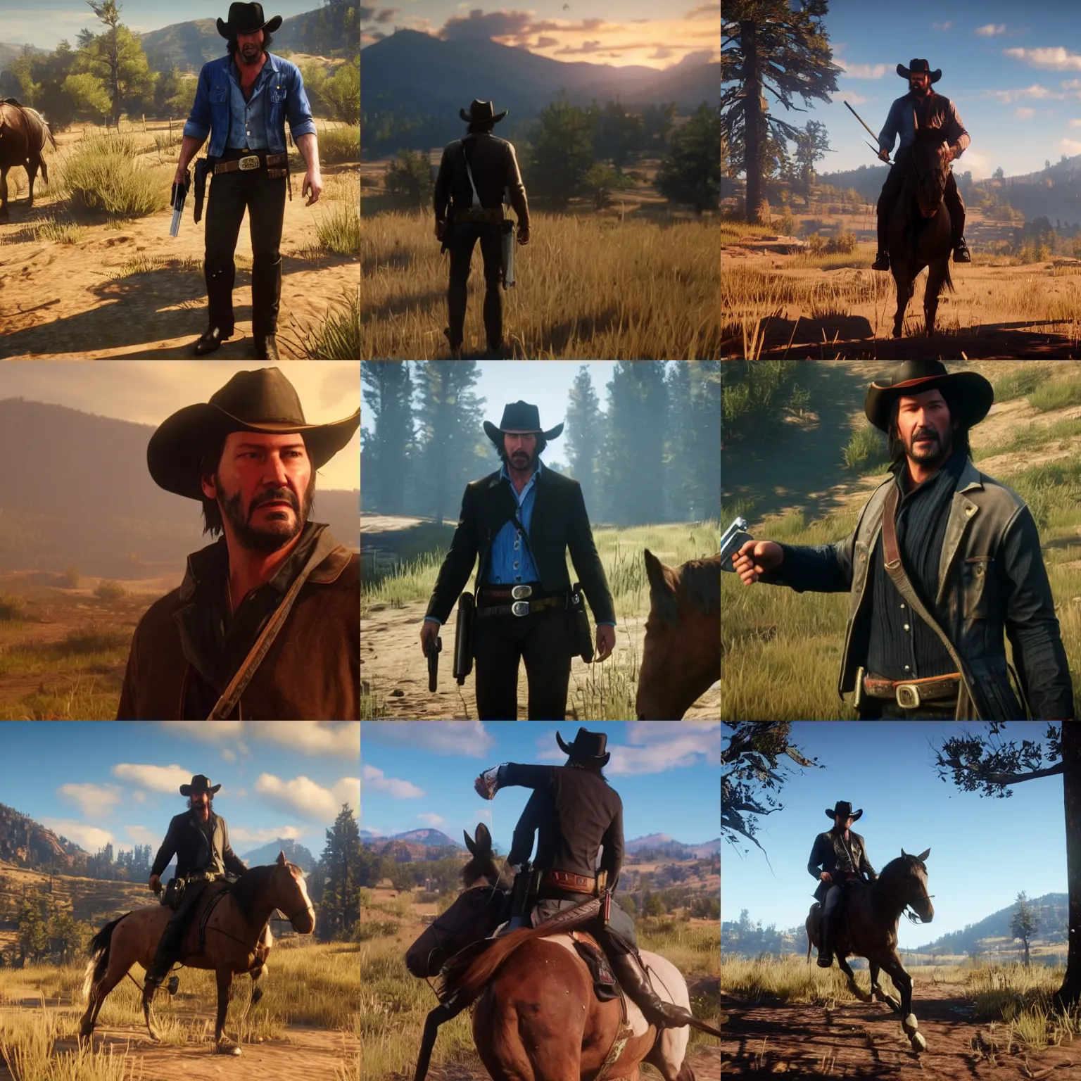 Prompt: keanu reeves stars as arthur morgan in the playstation 4 video game red dead redemption 2, beautiful screenshot