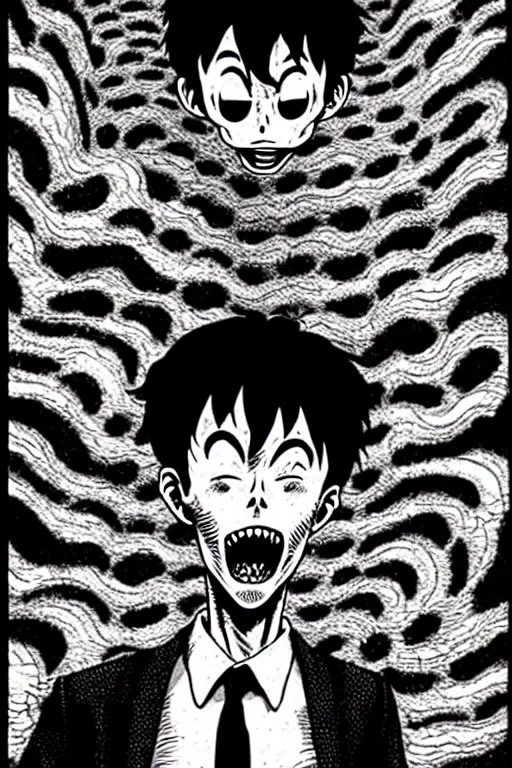 Image similar to junji ito man going mad in an alley