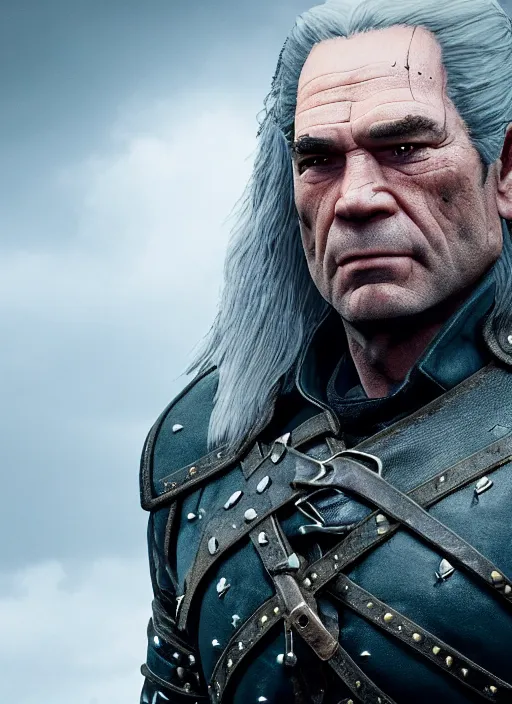 Image similar to Tommy Lee Jones in The Witcher 3, gameplay, 8k, HD