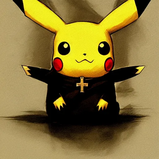 Image similar to pikachu in his first communion, art by greg rutkowski, intricate, elegant, highly detailed, smooth, sharp focus, artstation