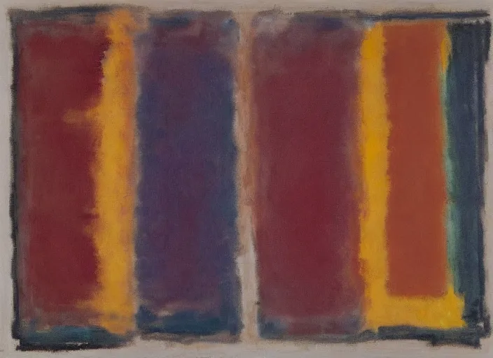 Prompt: newly discovered trove of works by rothko in a surprisingly bright style as yet unknown to critics and the public, evidence photography