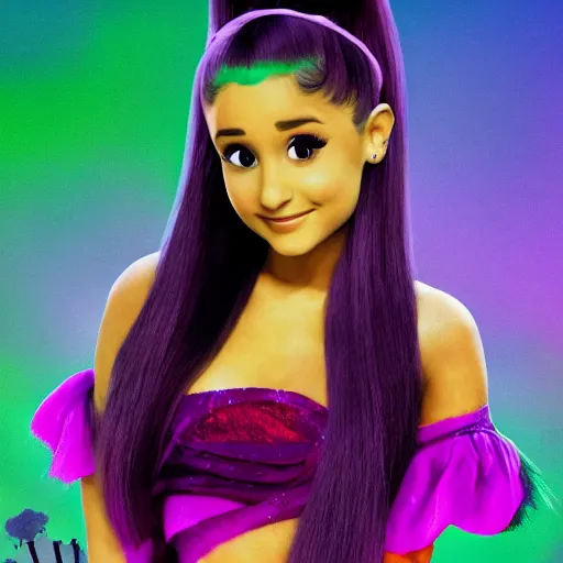 Image similar to ariana grande as shrek, cinematic, atmospheric, vivid, colorful, movie poster