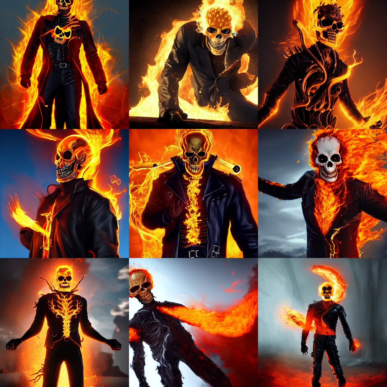 Prompt: a very elegant beautiful outstanding painting of ghost rider as plague docter, 4 k, unreal engine 5, digital art, dramatic lighting